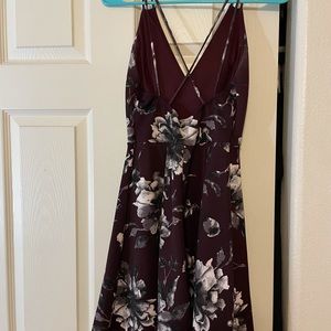 Mid thigh length maroon floral dress